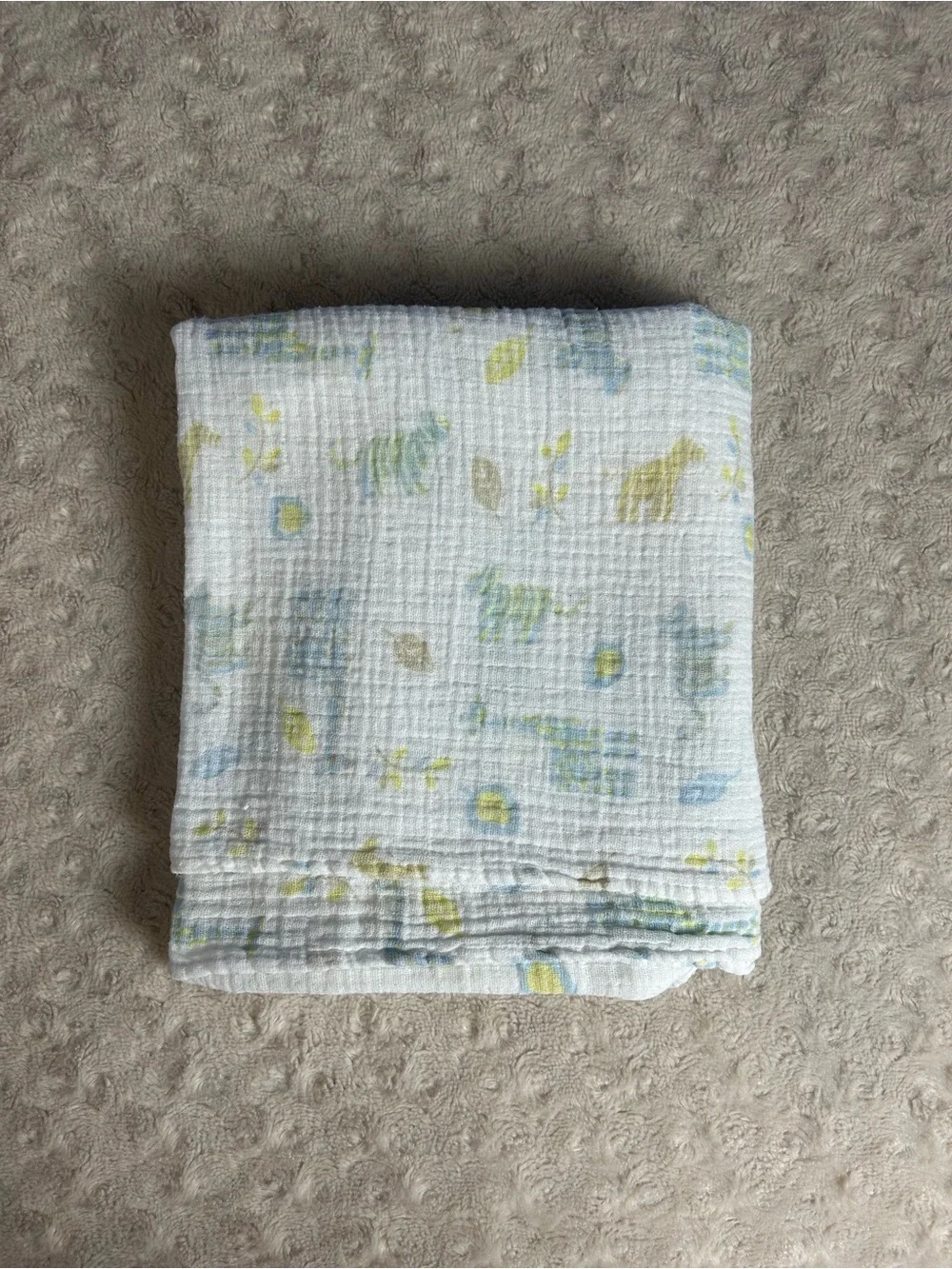 Chick Pea Giraffe Tiger Safari Animals Baby Swaddle Blanket Yellow White Blue